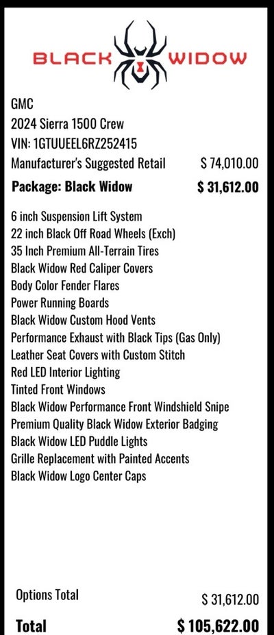 2024 GMC Sierra 1500 AT4 BLACK WIDOW SPECIAL EDITION! $31,000 Package!