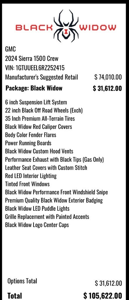 2024 GMC Sierra 1500 AT4 BLACK WIDOW SPECIAL EDITION! $31,000 Package!